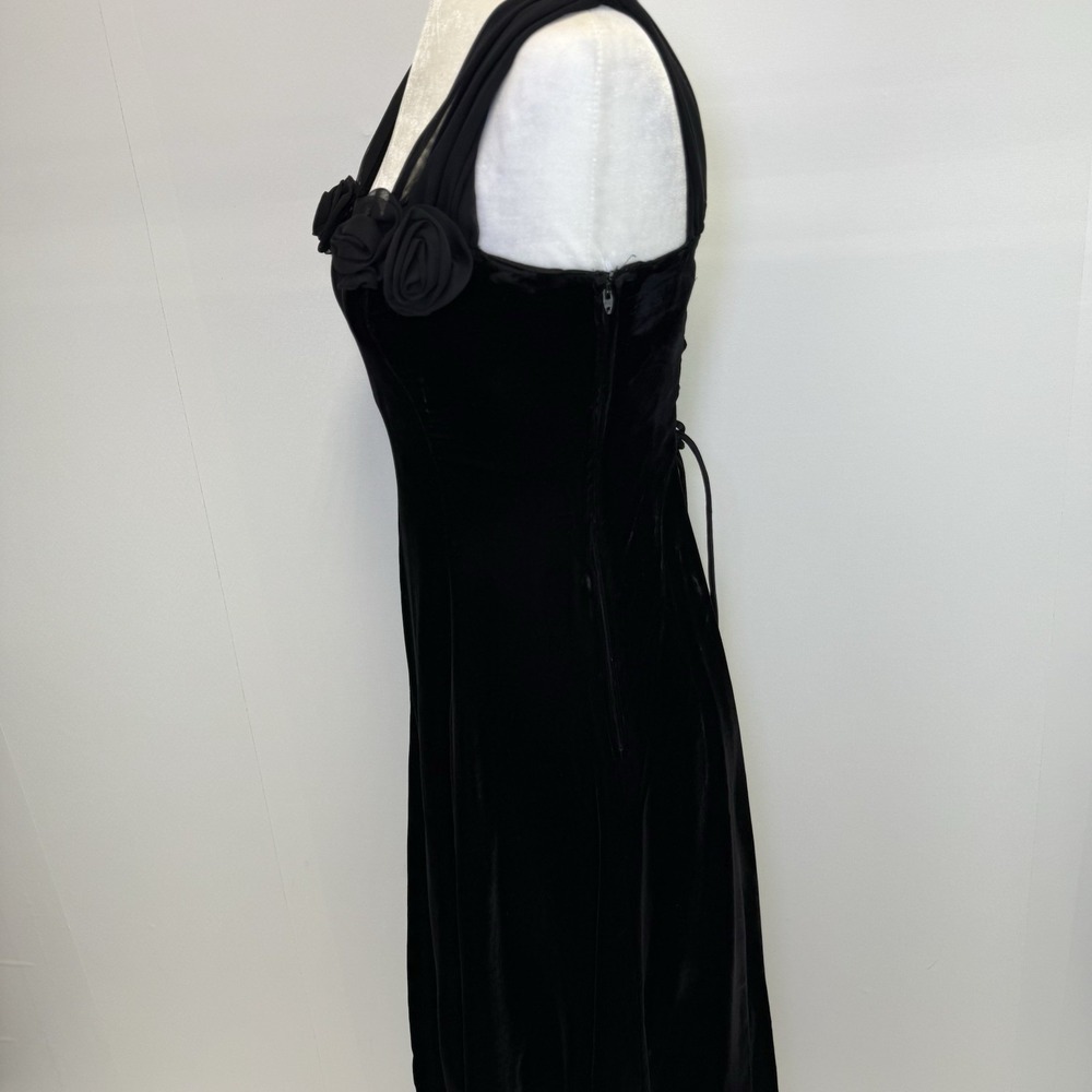 Vintage 80s Positively Ellyn Corset Black Velvet Goth Prom Cocktail Dress union - Picture 6 of 16